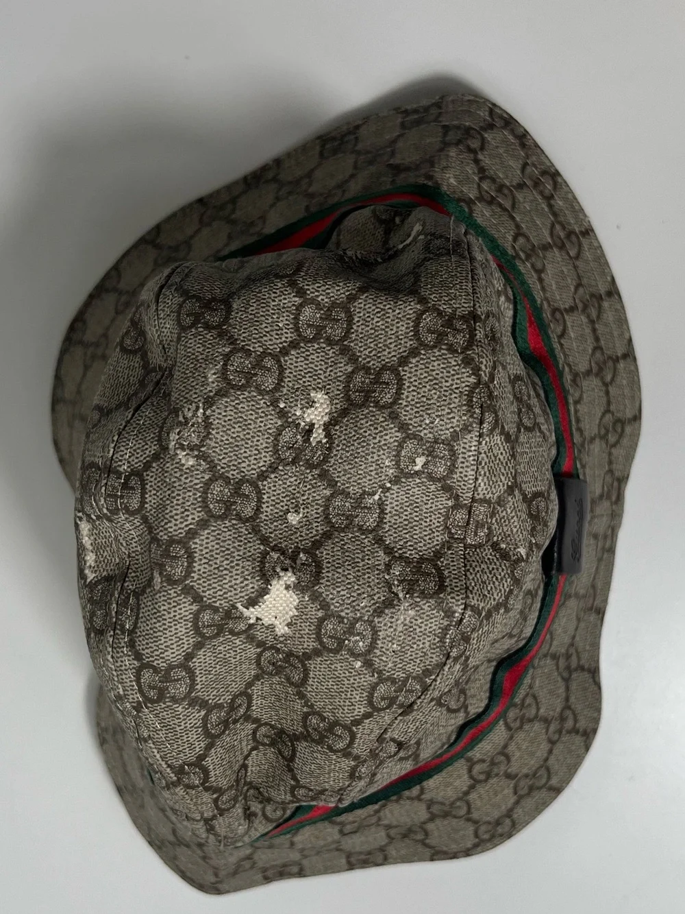 Gucci GG Supreme Monogram Logo Canvas Web Stripe Bucket Hat